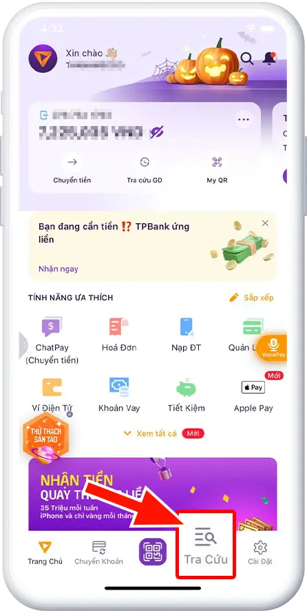 Bước 1 : Tại giao diện Trang chủ >> Chọn mục tra cứu